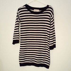 Lands End sweater Navy blue white striped tunic women's xs extra small 0 2 top